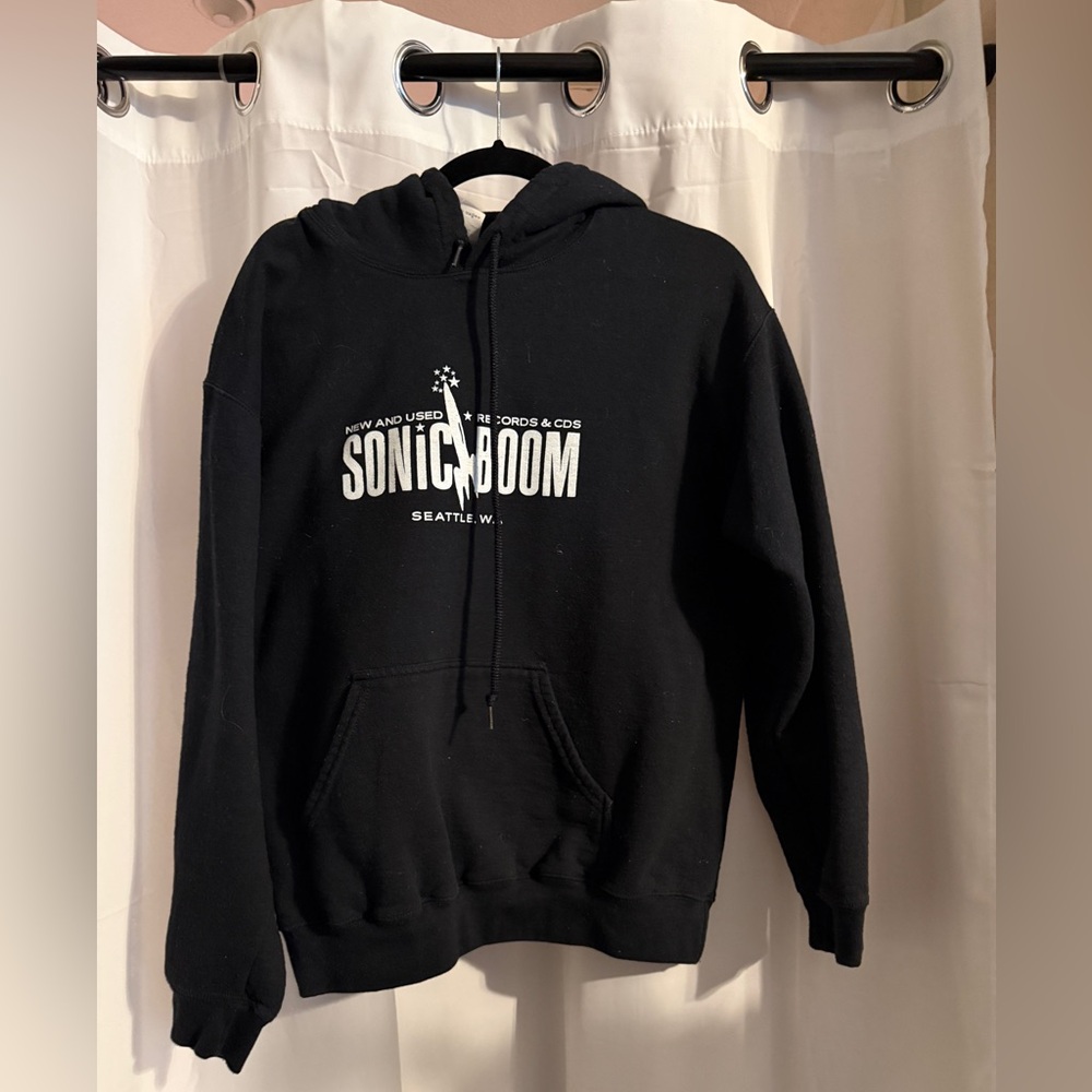 Sonic Boom Seattle Hoodie Sweatshirt Black Size M Indie Record Store - Picture 2 of 11